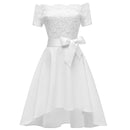 2020 wedding party dress prom gown fashion clothing Front short long back dark blue halter Bow Bridesmaid Dresses