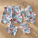 Family Look Leaf Swimsuits Mother Daughter Matching Swimwear Father Son Swim Shorts Mommy and Me Bathing Suits Clothes Outfits