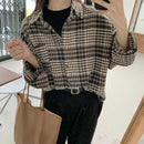 Blouse Women Woolen Plaid Coat Plaid Shirt for Women Thickened Long Sleeve Top Shirt Blusas Ropa De Mujer
