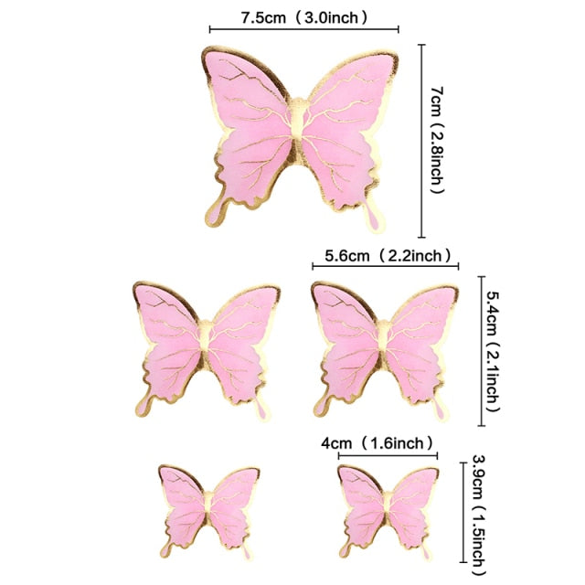 10pcs Happy Birthday Cake Toppers Cake Decoration Handmade Painted Butterfly Cake Topper For Wedding Birthday Party Baby Shower