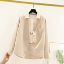 Cordhemden Damen Oberteile und Blusen Langarm Frühlingsdamen Solid Loose Boyfriend Style Shirt
