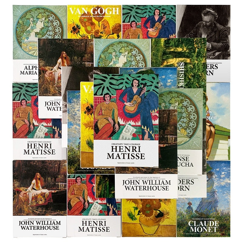 30 Blatt/Set Art Museum-Serie Berühmte Künstler Englische Postkarten Umschläge Kunstpostkarten Werke von Matisse, Picasso, Van Gogh