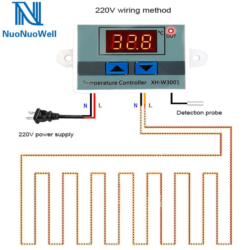 Controlador de temperatura Digital de microordenador de 12V/24V/220V, pantalla LED, termostato de calefacción para invernadero, incubadora, uso en acuarios