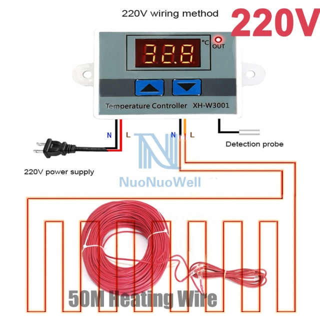 Controlador de temperatura Digital de microordenador de 12V/24V/220V, pantalla LED, termostato de calefacción para invernadero, incubadora, uso en acuarios