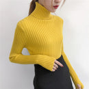 New high-collar white knitted sweater for autumn 2018