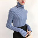 New high-collar white knitted sweater for autumn 2018
