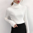 New high-collar white knitted sweater for autumn 2018