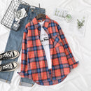 Plaid Shirts Damen Blusen und Tops Langarm Damen Casual Print Shirts Lose Baumwolle Kariert Lady Outwear Spring News