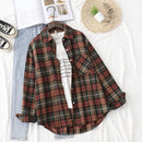Plaid Shirts Damen Blusen und Tops Langarm Damen Casual Print Shirts Lose Baumwolle Kariert Lady Outwear Spring News