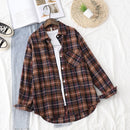 Plaid Shirts Damen Blusen und Tops Langarm Damen Casual Print Shirts Lose Baumwolle Kariert Lady Outwear Spring News