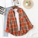 Plaid Shirts Damen Blusen und Tops Langarm Damen Casual Print Shirts Lose Baumwolle Kariert Lady Outwear Spring News