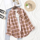 Plaid Shirts Damen Blusen und Tops Langarm Damen Casual Print Shirts Lose Baumwolle Kariert Lady Outwear Spring News