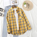 Plaid Shirts Damen Blusen und Tops Langarm Damen Casual Print Shirts Lose Baumwolle Kariert Lady Outwear Spring News