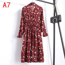 2021 Winter Dress Women Long Sleeve Vintage Dress Chiffon Shirt Vestidos For Ladies Casual Floral Midi Autumn Dresses Polka Dot
