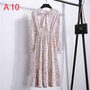 2021 Winter Dress Women Long Sleeve Vintage Dress Chiffon Shirt Vestidos For Ladies Casual Floral Midi Autumn Dresses Polka Dot
