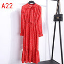 2021 Winter Dress Women Long Sleeve Vintage Dress Chiffon Shirt Vestidos For Ladies Casual Floral Midi Autumn Dresses Polka Dot