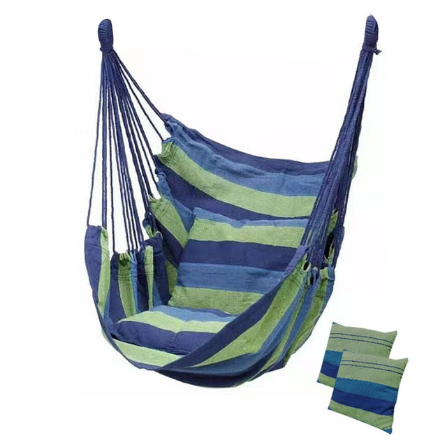 Hammock Portable Beach Chair Hanging Rope Chair Swing Chair Seat for Adults Kids Garden Hammock with Support Indoor Outdoor