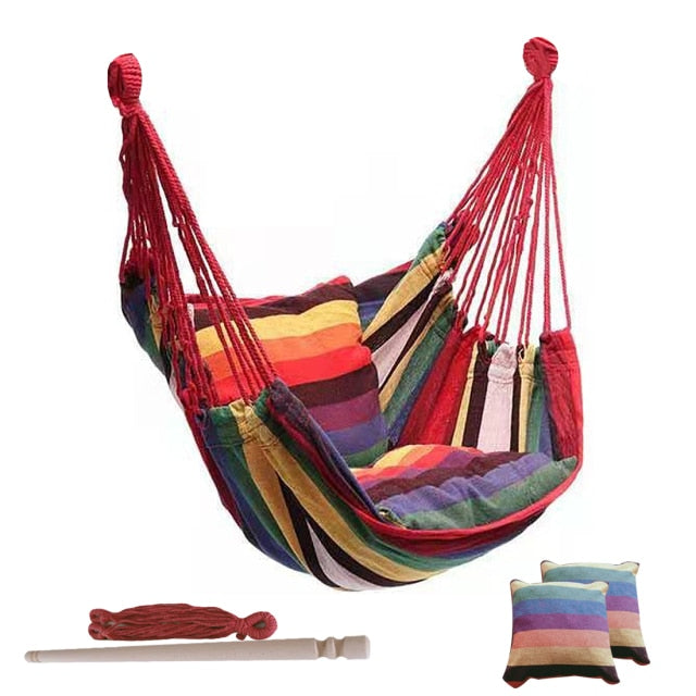 Hammock Portable Beach Chair Hanging Rope Chair Swing Chair Seat for Adults Kids Garden Hammock with Support Indoor Outdoor