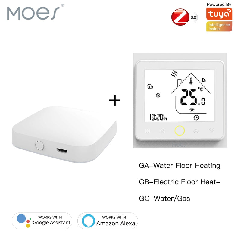 ZigBee Smart Thermostat Temperature Controller Hub Required Water/Electric floor Heating Water/Gas Boiler with Alexa Google Home