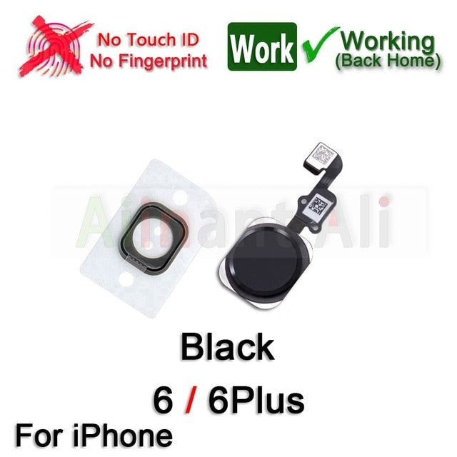 Botón de inicio flexible para iPhone 6 6s 7 8 Plus 5s SE Botón de regreso a casa con cable flexible Etiqueta de goma No Touch ID Huella digital