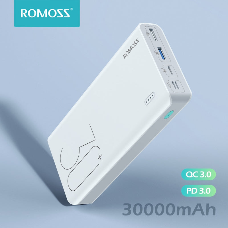 ROMOSS Sense 8+ Power Bank 30000mAh QC PD 3.0 Powerbank de carga rápida 30000 mAh Cargador de batería externo para iPhone Xiaomi Mi
