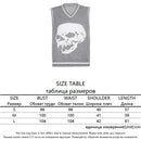 Rapcopter Y2K Pullover Skulls Pullover V-Ausschnitt Strickwaren Lose Lässige Strickoberteile Damen Streetwear Retro Tops Blau 2020 Herbst