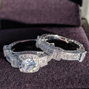 925 Sterling Silver luxury bold big wedding Rings set for bridal Women Engagement african finger christmas gift Jewelry R4428