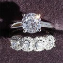 925 Sterling Silver luxury bold big wedding Rings set for bridal Women Engagement african finger christmas gift Jewelry R4428