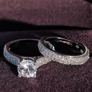 925 Sterling Silver luxury bold big wedding Rings set for bridal Women Engagement african finger christmas gift Jewelry R4428