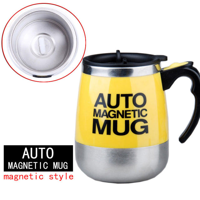 Nueva taza magnética autoagitadora automática, creativa taza mezcladora de café y leche de acero inoxidable, batidora inteligente perezosa, taza térmica