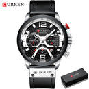 Relojes deportivos informales CURREN para hombre, reloj de pulsera de cuero militar de lujo de marca superior azul, reloj de pulsera cronógrafo de moda para hombre