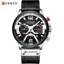 Relojes deportivos informales CURREN para hombre, reloj de pulsera de cuero militar de lujo de marca superior azul, reloj de pulsera cronógrafo de moda para hombre