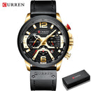 Relojes deportivos informales CURREN para hombre, reloj de pulsera de cuero militar de lujo de marca superior azul, reloj de pulsera cronógrafo de moda para hombre