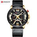 Relojes deportivos informales CURREN para hombre, reloj de pulsera de cuero militar de lujo de marca superior azul, reloj de pulsera cronógrafo de moda para hombre