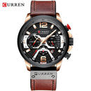 Relojes deportivos informales CURREN para hombre, reloj de pulsera de cuero militar de lujo de marca superior azul, reloj de pulsera cronógrafo de moda para hombre