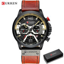 Relojes deportivos informales CURREN para hombre, reloj de pulsera de cuero militar de lujo de marca superior azul, reloj de pulsera cronógrafo de moda para hombre