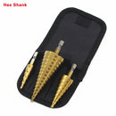 Juego de herramientas manuales de broca escalonada de titanio y acero HSS 3-12 4-12 4-20 4-32mm juego de brocas de Metal para madera y madera con cono escalonado