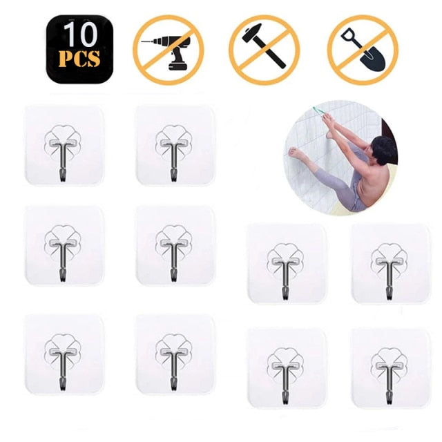 10/20 piezas ganchos de pared autoadhesivos fuertes transparentes para puerta, ganchos de succión para carga pesada, ventosa para cocina, baño y oficina