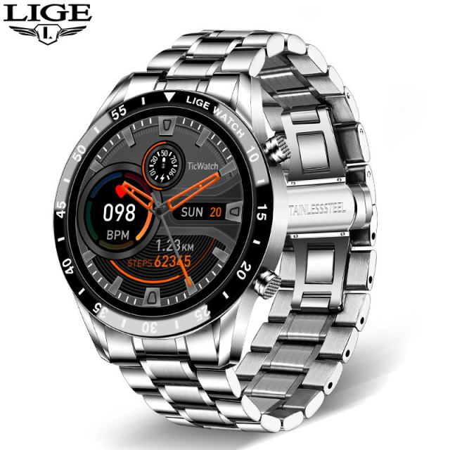 LIGE 2021 nuevo reloj inteligente para hombres reloj de llamada Bluetooth IP67 reloj deportivo resistente al agua para Android IOS reloj inteligente 2021 + caja