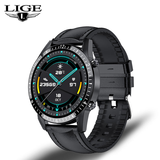 LIGE 2021 New Men Smart Watch Bluetooth Call Watch IP67 Waterproof Sports Fitness Watch For Android IOS Smart Watch 2021 + Box