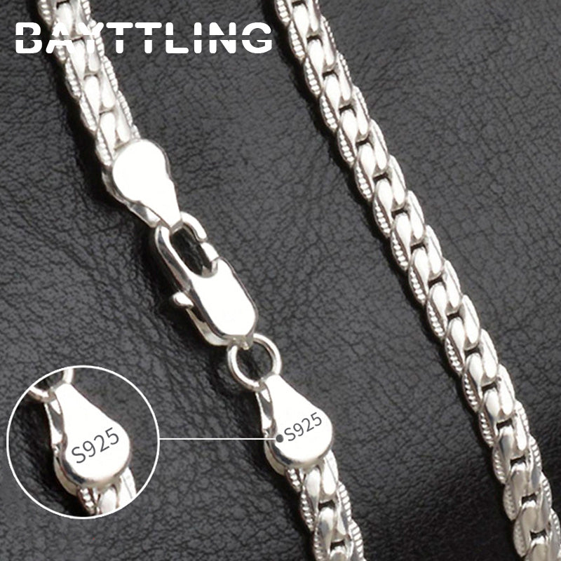 BAYTTLING S925 Sterling Silber Gold/Silber 8/18/20/24 Zoll Seitenkette Halskette für Frauen Männer Modeschmuck Geschenke