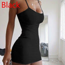 Spaghetti-Träger Leibchen Minikleid Frauen Plus Größe Bodycon Vestidos Sommer Sexy Low Cut Ärmellos Einfarbig Party Club Kleid