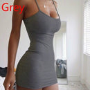 Spaghetti-Träger Leibchen Minikleid Frauen Plus Größe Bodycon Vestidos Sommer Sexy Low Cut Ärmellos Einfarbig Party Club Kleid