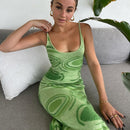 Green Vintage Dress Women Spaghetti Strap Sexy Bodycon Dress Casual Y2K  Paisley 2021 Fashion Party Dresses Women Beach Vestido
