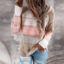Herbst Frauen Patchwork Kapuzenpullover Langarm V-Ausschnitt Strickpullover Lässige Gestreifte Pullover Jumper 2020 Neue Weibliche Hoodies