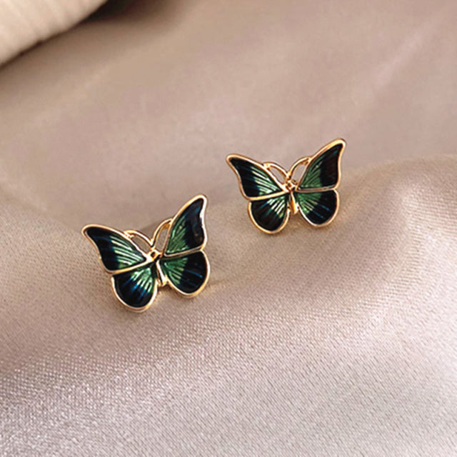 Pendientes de perlas de imitación de mariposa asimétrica Retro coreana, pendientes de alas de declaración largos Brincos de flores redondas a la moda, joyería