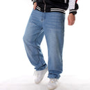 Männer Street Dance Hiphop Jeans Mode Stickerei Schwarz Loose Board Denim Hosen Insgesamt Männliche Rap Hip Hop Jeans Plus Größe 30-46