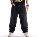 Männer Street Dance Hiphop Jeans Mode Stickerei Schwarz Loose Board Denim Hosen Insgesamt Männliche Rap Hip Hop Jeans Plus Größe 30-46
