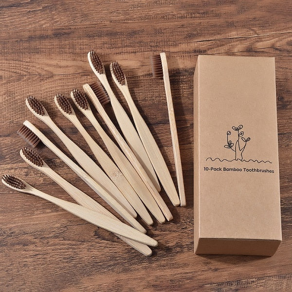 Bambus-Zahnbürste in neuem Design, gemischte Farbe, umweltfreundliche Holzzahnbürste, weiche Borstenspitze, Holzkohle, Mundpflege-Zahnbürste für Erwachsene