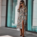 Autumn Long Floral Print Dress Robe for Women 2021 Casual Long Sleeve Split Dress Female Boho Elegant Maxi Party Vestidos Spring